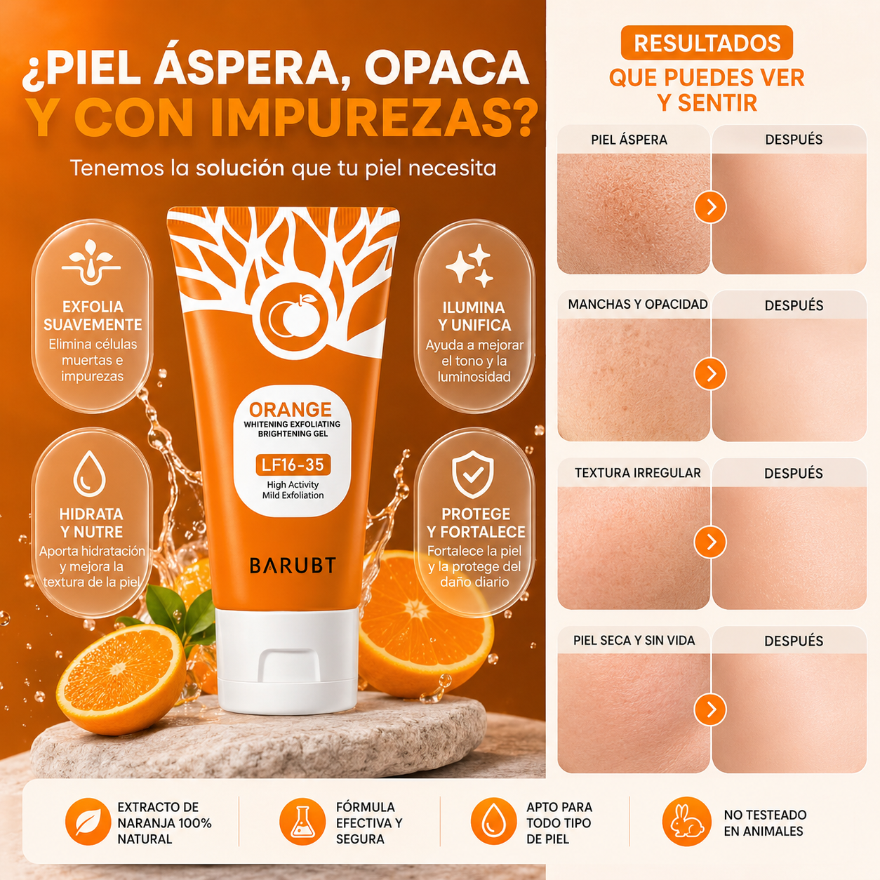 GEL EXFOLIANTE® - 🌸Piel más suave desde el primer uso🍊